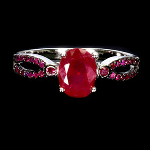 925 Sterling Silver Ring Oval Ruby 8x6mm Natural Gemstone Jewelry Size 8
