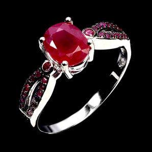 925 Sterling Silver Ring Oval Ruby 8x6mm Natural Gemstone Jewelry Size 8