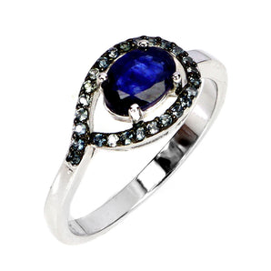 925 Sterling Silver Ring Oval Blue Sapphire 7x5mm Sapphire Gemstone Jewelry Sz 8