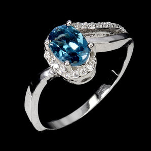925 Sterling Silver Ring Oval London Blue Topaz 7x5mm Gemstone Jewelry Size 8
