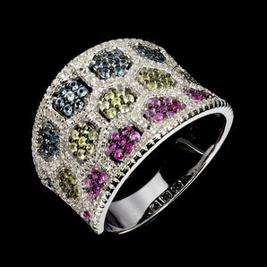 925 Sterling Silver Ring Sapphire Round Diamond Cut Topaz Gemstone Jewelry Sz 7