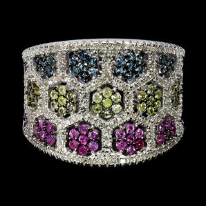 925 Sterling Silver Ring Sapphire Round Diamond Cut Topaz Gemstone Jewelry Sz 8