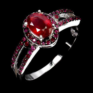 925 Sterling Silver Ring Oval Ruby 7x5mm Ruby Myanmay Gemstone Jewelry Size 7