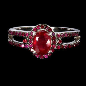 925 Sterling Silver Ring Oval Ruby 7x5mm Ruby Myanmay Gemstone Jewelry Size 8