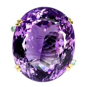 925 Sterling Silver Ring Oval Amethyst 101ct Emerald Handmade Gemstone Size 8