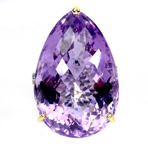 925 Sterling Silver Ring Pear Amethyst 60ct Emerald Handmade Gemstone Jewelry 8