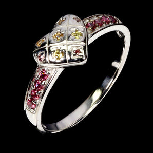 925 Sterling Silver Ring Round Sapphire Rhodolite Garnet Gemstone Jewelry Size 7