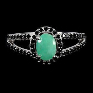 925 Sterling Silver Ring Oval Emerald 7x5mm Spinel Natural Gemstone Jewelry Sz 8