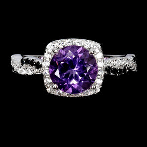 925 Sterling Silver Ring Round Amethyst 8mm Spinel Natural Gemstone Jewelry Sz 8