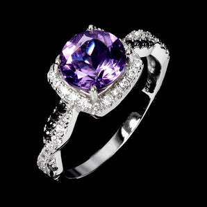 925 Sterling Silver Ring Round Amethyst 8mm Spinel Natural Gemstone Jewelry Sz 8