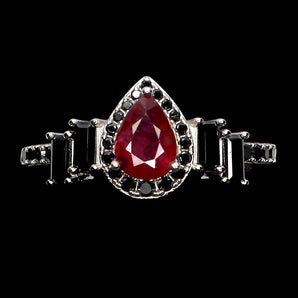 925 Sterling Silver Ring Pear Ruby 7x5mm Spinel Natural Gemstone Jewelry Size 8
