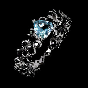925 Sterling Silver Ring Trilliant Blue Topaz 6mm Spinel Gemstone Jewelry Sz 8.5