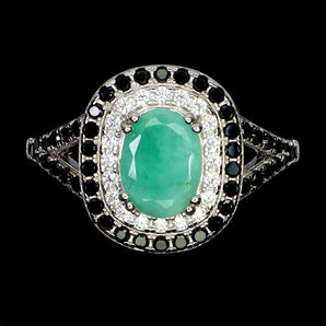 925 Sterling Silver Ring Oval Emerald 7x5mm Spinel Natural Gemstone Jewelry 7