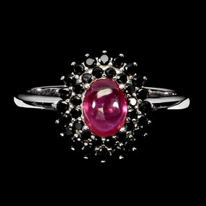 925 Sterling Silver Ring Oval Ruby 7x5mm Spinel Natural Gemstone Jewelry Size 8