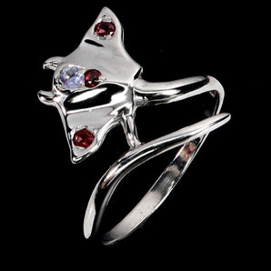 925 Sterling Silver Ring Round Tanzanite Rhodolite Stingray Gemstone Jewelry 8