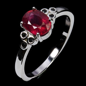 925 Sterling Silver Ring Oval Ruby 8x6mm Spinel Natural Gemstone Jewelry Size 8