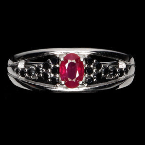 925 Sterling Silver Ring Oval Ruby 6x4mm Spinel Natural Gemstone Jewelry Size 8