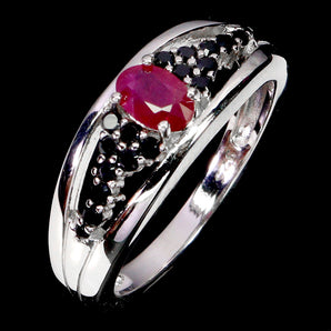 925 Sterling Silver Ring Oval Ruby 6x4mm Spinel Natural Gemstone Jewelry Size 8