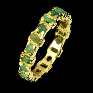 925 Sterling Silver Ring Marquise Emerald 4x2mm Natural Gemstone Jewelry Size 9