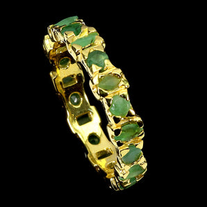 925 Sterling Silver Ring Marquise Emerald 4x2mm Natural Gemstone Jewelry Size 9
