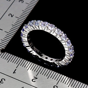 925 Sterling Silver Ring Round Tanzanite Natural Gemstone Jewelry Size 7