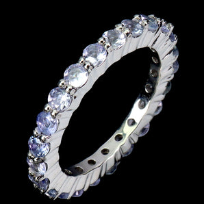 925 Sterling Silver Ring Round Tanzanite Natural Gemstone Jewelry Size 7