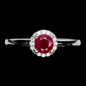 925 Sterling Silver Ring Round Ruby 5mm Natural Gemstone Jewelry Size 7