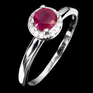 925 Sterling Silver Ring Round Ruby 5mm Natural Gemstone Jewelry Size 7