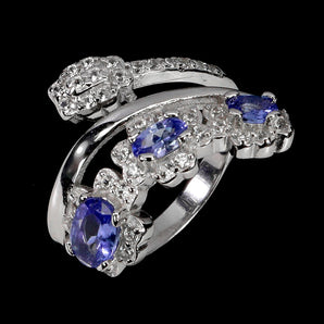 925 Sterling Silver Ring Oval Tanzanite 6x4mm Natural Gemstone Jewelry Size 7