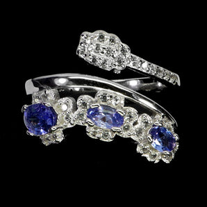 925 Sterling Silver Ring Oval Tanzanite 6x4mm Natural Gemstone Jewelry Size 7