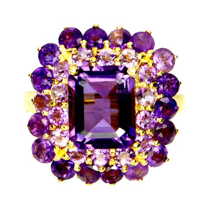 925 Sterling Silver Ring Octagon Amethyst 10x8mm Natural Gemstone Jewelry Size 9