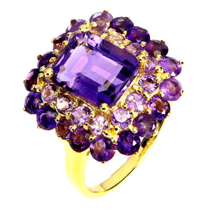 925 Sterling Silver Ring Octagon Amethyst 10x8mm Natural Gemstone Jewelry Size 9