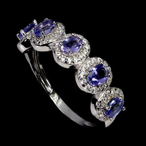 925 Sterling Silver Ring Oval Tanzanite 4x3mm Natural Gemstone Jewelry Size 7
