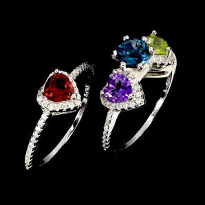 925 Sterling Silver Ring Round London Blue Topaz Peridot Gemstone Matching Sz 7