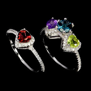 925 Sterling Silver Ring Round London Blue Topaz Peridot Gemstone Matching Sz 8