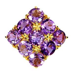 925 Sterling Silver Ring Round Amethyst 6mm Natural Gemstone Jewelry Size 7.5