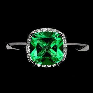 925 Sterling Silver Ring Cushion Green Topaz 8mm Natural Gemstone Jewelry Sz 7.5