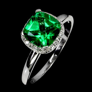 925 Sterling Silver Ring Cushion Green Topaz 8mm Natural Gemstone Jewelry Sz 7.5