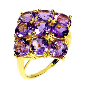 925 Sterling Silver Ring Round Amethyst 6mm Natural Gemstone Jewelry Size 6.5