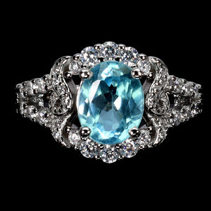 925 Sterling Silver Ring Oval Sky Blue Topaz 9x7mm Gemstone Jewelry Size 6.5