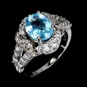 925 Sterling Silver Ring Oval Sky Blue Topaz 9x7mm Gemstone Jewelry Size 6.5