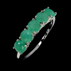 925 Sterling Silver Ring Round Emerald 4mm Natural Gemstone Jewelry Size 7