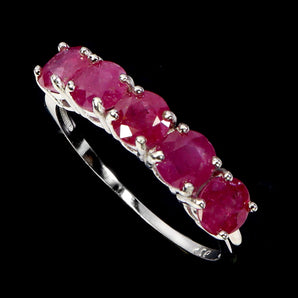 925 Sterling Silver Ring Round Ruby 4mm Natural Gemstone Jewelry Size 7