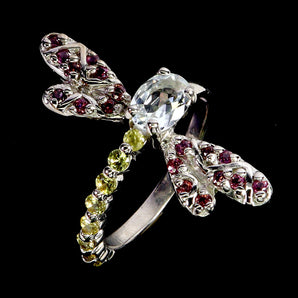 925 Sterling Silver Ring Oval Aquamarine 7x5mm Sapphire Gemstone Jewelry Sz 7.5