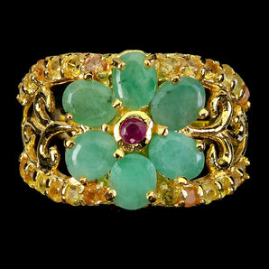925 Sterling Silver Ring Oval Emerald 5x4mm Ruby Sapphire Gemstone Jewelry Sz 7