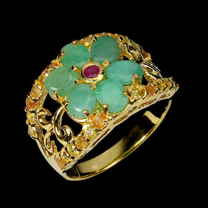 925 Sterling Silver Ring Oval Emerald 5x4mm Ruby Sapphire Gemstone Jewelry Sz 7