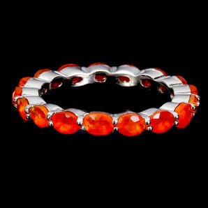 925 Sterling Silver Ring Pear Orange Opal 4x3mm Natural Gemstone Jewelry Sz 8