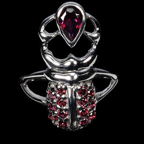 925 Sterling Silver Ring Pear Rhodolite Garnet 7x5mm Gemstone Jewelry Size 7