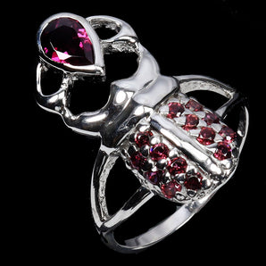 925 Sterling Silver Ring Pear Rhodolite Garnet 7x5mm Gemstone Jewelry Size 7