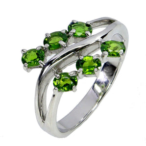 925 Sterling Silver Ring Oval Chrome Diopside 4x3mm Gemstone Jewelry Size 9